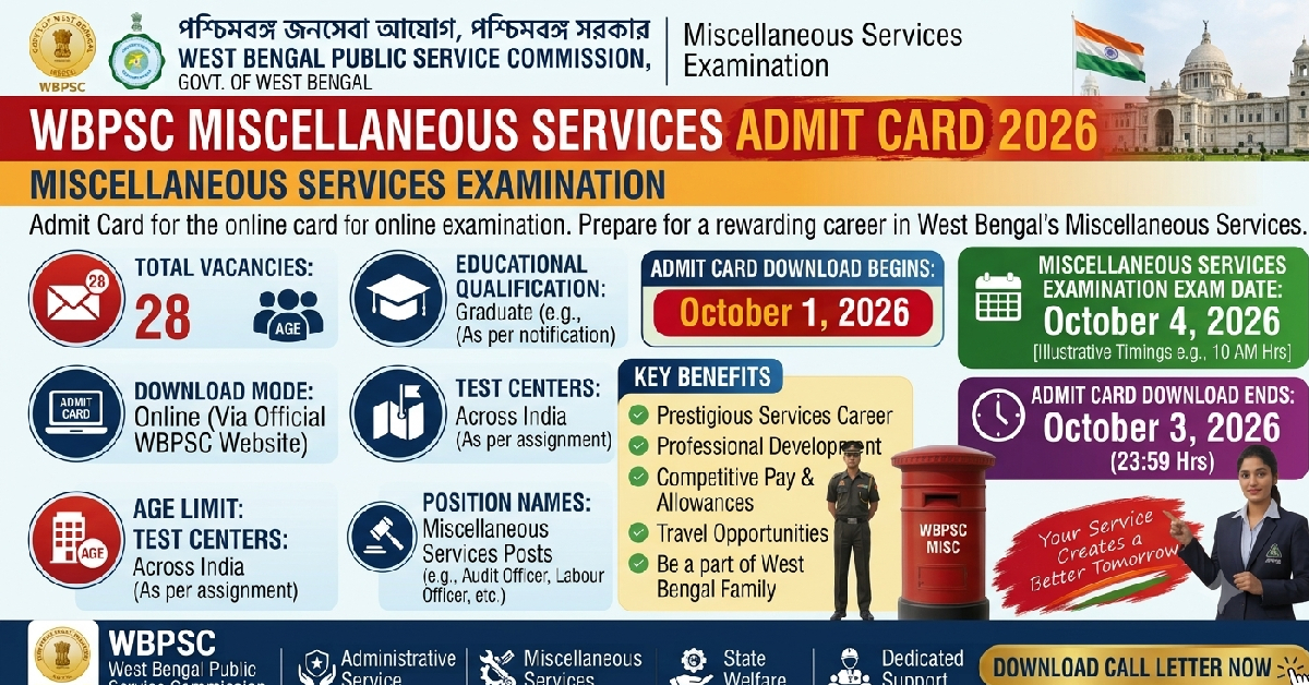 WBPSC Miscellaneous Services Admit Card 2026